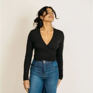 Jackson Rowe Encompass Long Sleeve Wrap Top- Grey- Size Small